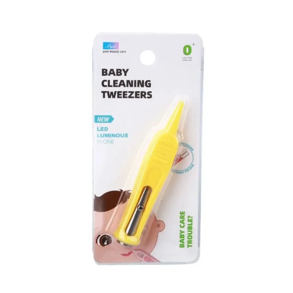 Baby LED Cleaning Tweezers | Safe Infant Nose & Ear Tool Baby Grooming Tool QXL Yellow