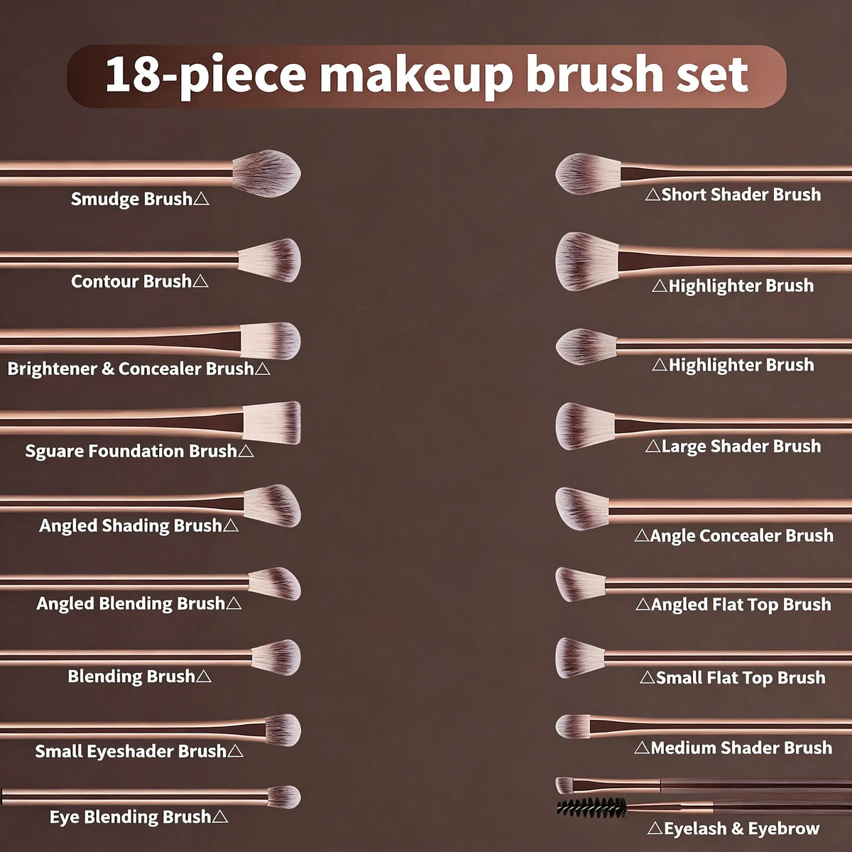19-Piece Makeup Brush Set with Velvet Case | Coffee Brown Makeup Brush Set QXL