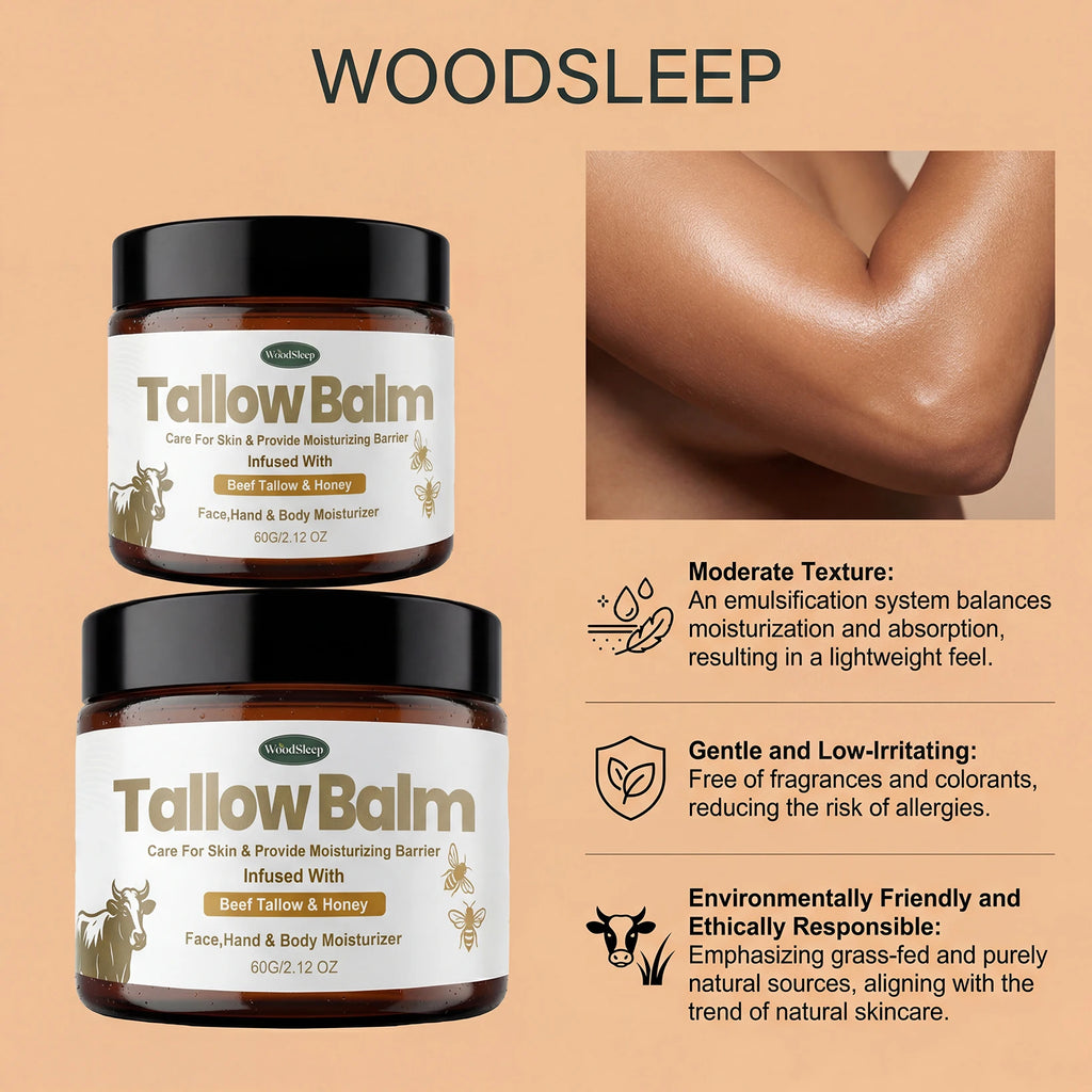 Woodsleep Beef Tallow & Honey Skin Balm 60g | Moisturizer Skin Moisturizer Balm QXL