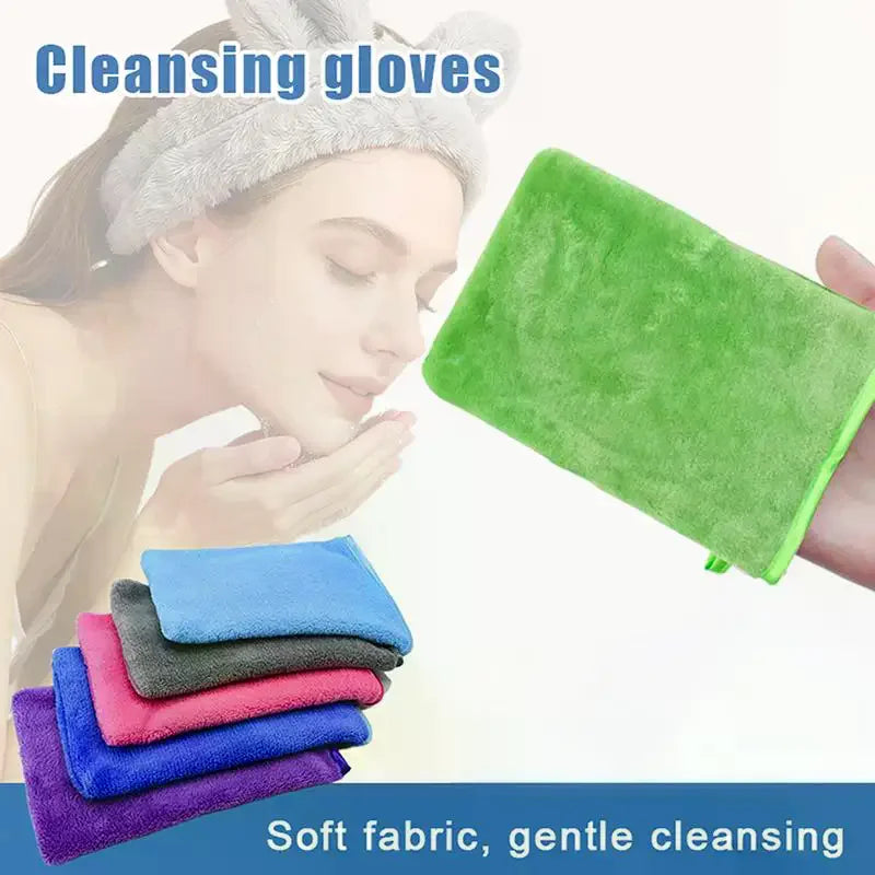 Reusable Microfiber Makeup Remover Glove – Facial Cleanser Makeup Remover Glove QXL