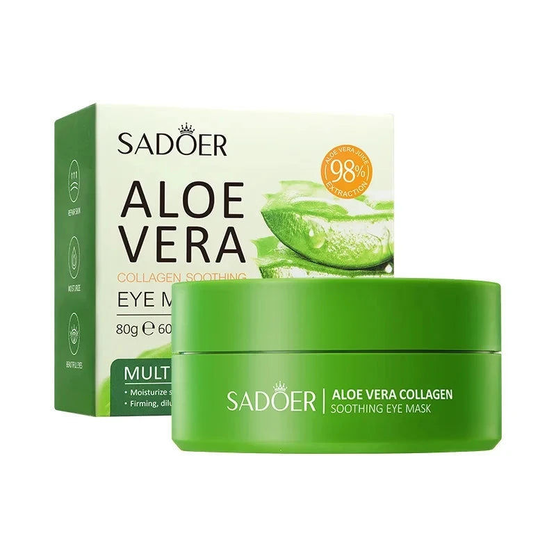 SADOER 60-Pc Aloe Vera Collagen Eye Patches – Firm & Hydrate Eye Treatment Patches QXL