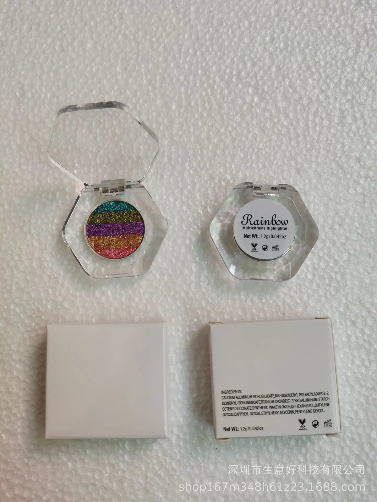 5-Color Chameleon Rainbow Diamond Eyeshadow | Shimmer & Glitter Shimmer Eyeshadow QXL 26mm Rainbow Hexagon 1.2g