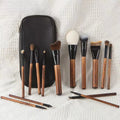 14-Piece Makeup Brush Set | Wooden Handle & Portable Case Makeup Brush Set QXL 14PCS