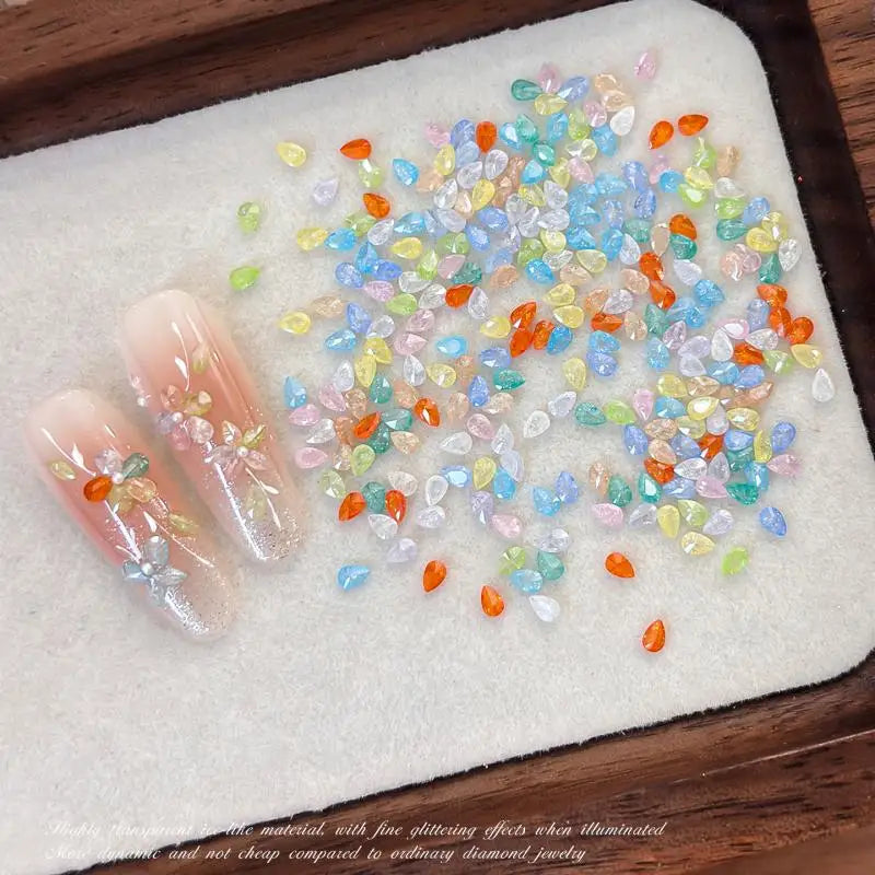 50-Pc Ice Flower Zircon Nail Charms | Pastel Candy Colors Nail Art Charms QXL