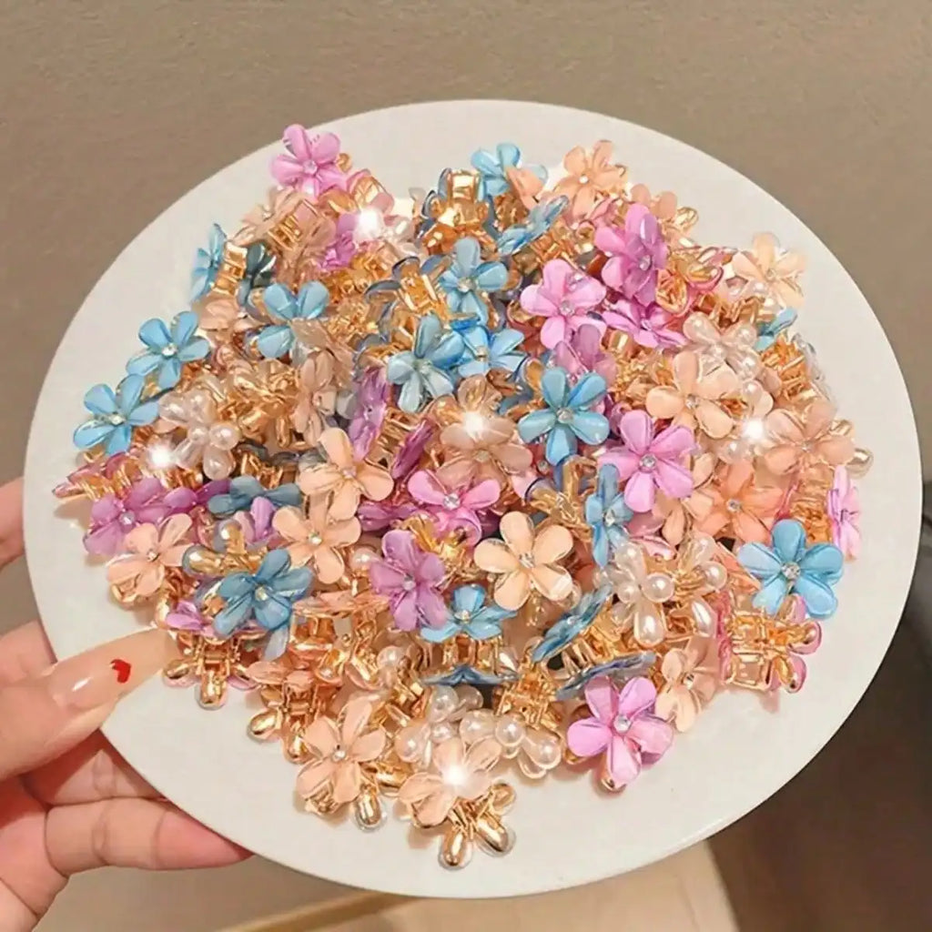 10-Pack Floral Claw Clips | Flower Hair Clips for Women Floral Claw Clips QXL 10pcs Random Colors