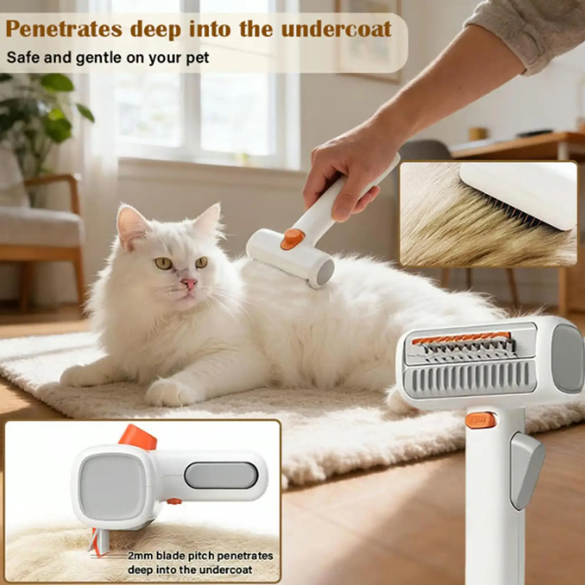 2-in-1 Pet Dematting & Deshedding Comb for Cats & Dogs Pet Grooming Comb QXL