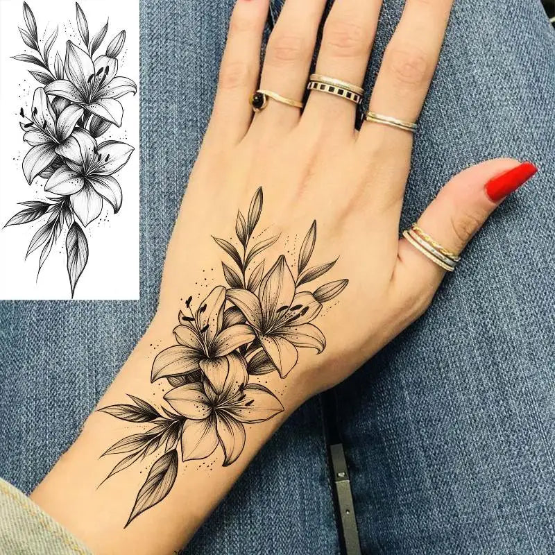 Flower Temporary Tattoo Sticker – Up to 15 Days Waterproof Temporary Tattoo Sticker QXL Default Title
