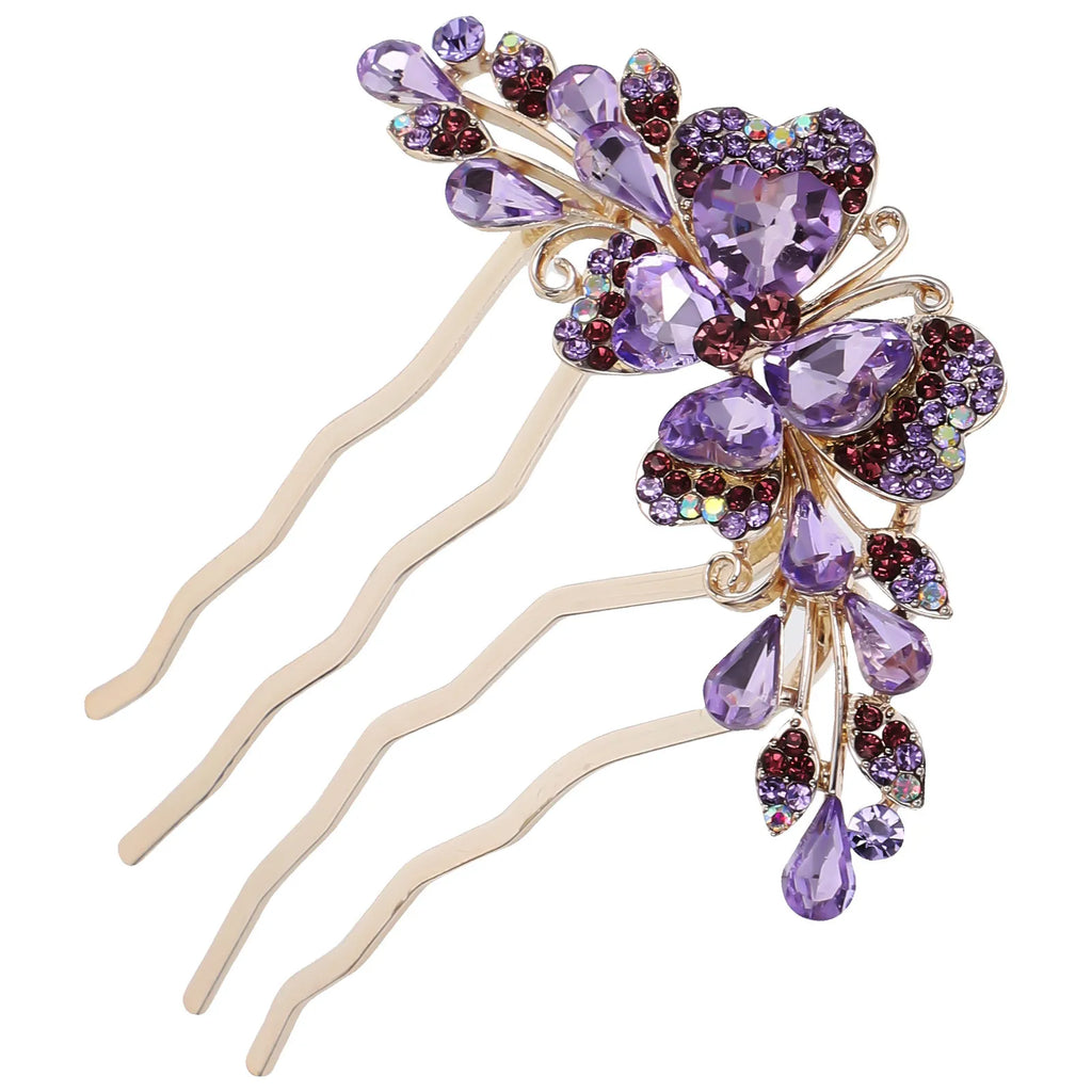 Rhinestone Bridal Hair Side Comb | 4-Prong Wedding Hairpiece Bridal Hair Comb QXL
