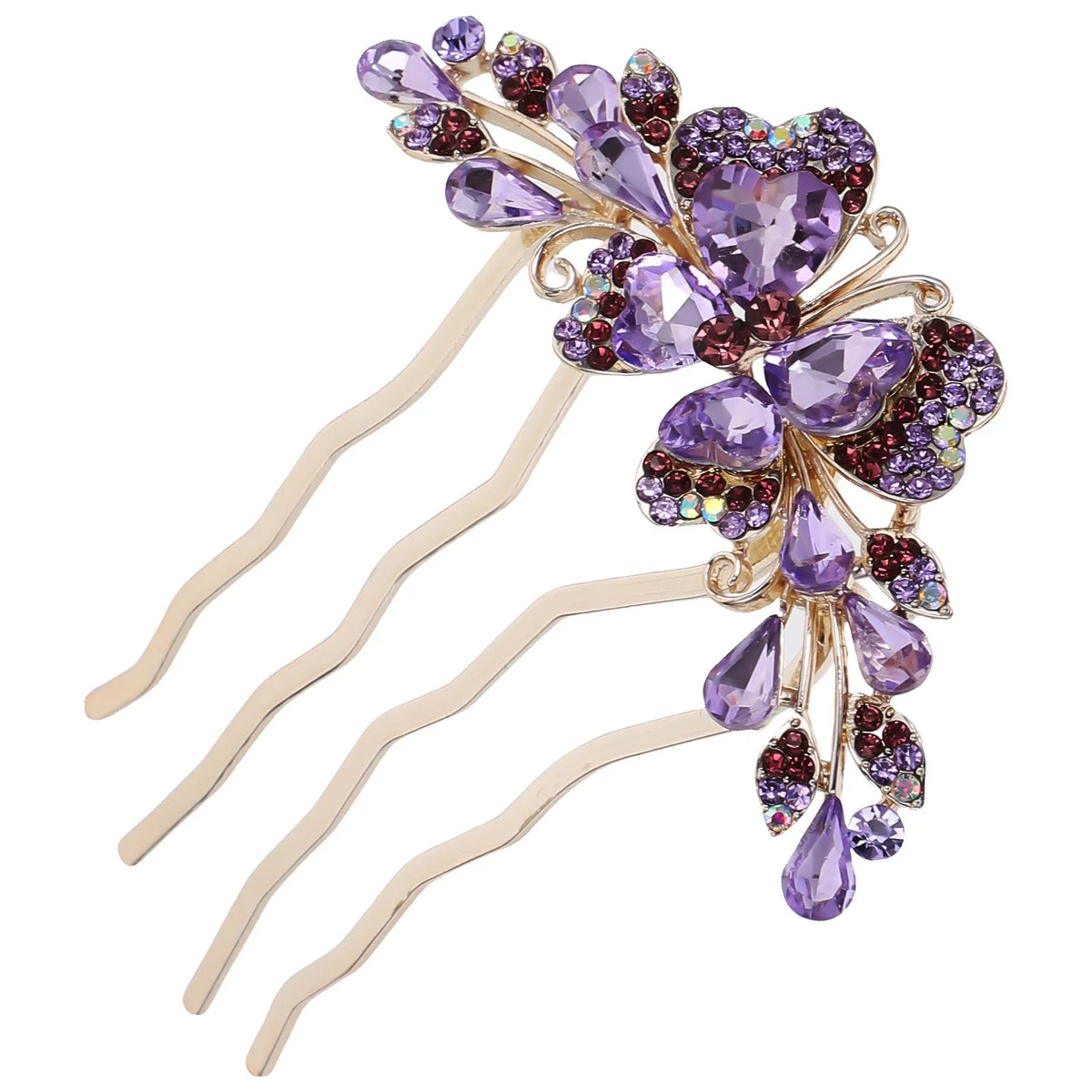 Rhinestone Bridal Hair Side Comb | 4-Prong Wedding Hairpiece Bridal Hair Comb QXL