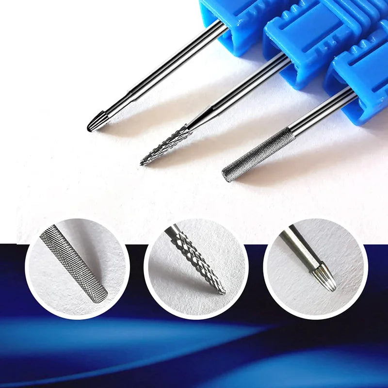 3-Pc Tungsten Carbide Nail Drill Bits | Cuticle & Buffer Set Nail Drill Bit Set QXL
