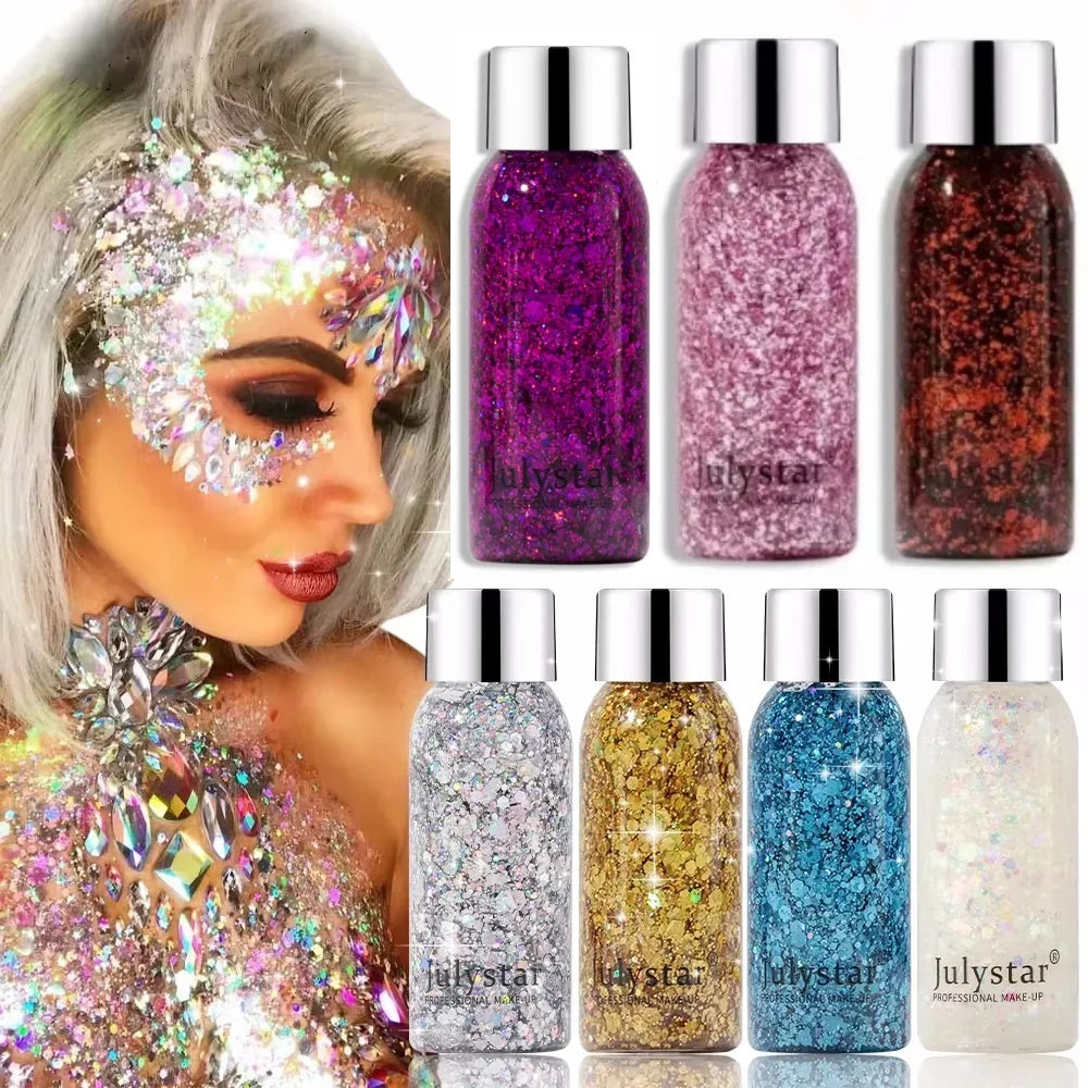 Body Glitter Gel & Face Shimmer | Multicolor Sequins 30ml Body Glitter Gel QXL