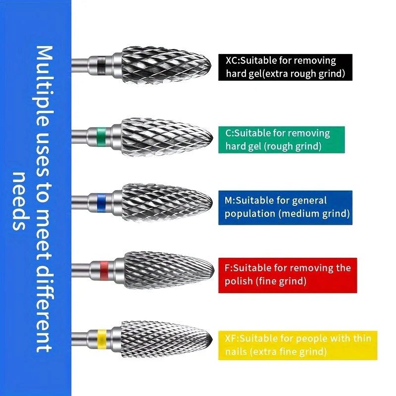 FUMOSIK Tungsten Carbide Nail Drill Bits – 1/2/4/5 Pcs Nail Drill Bits QXL