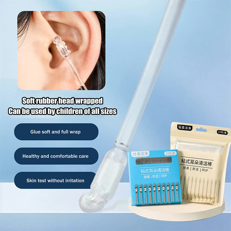 24-Pack Sticky Ear Wax Removal Tool | Soft Reusable Ear Pick Ear Wax Removal Tool QXL