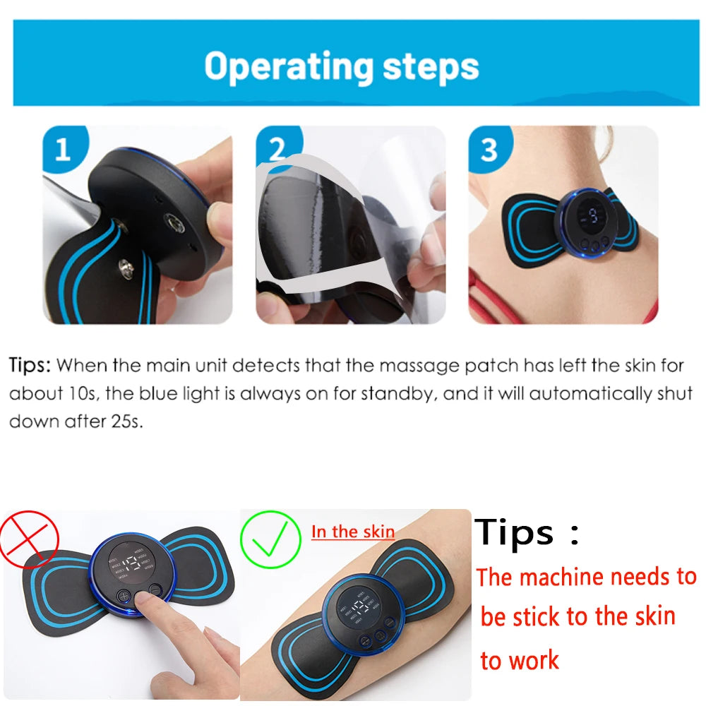 EMS Neck & Back Massager | LCD, 8 Modes, Pulse Stimulator EMS Muscle Massager QXL