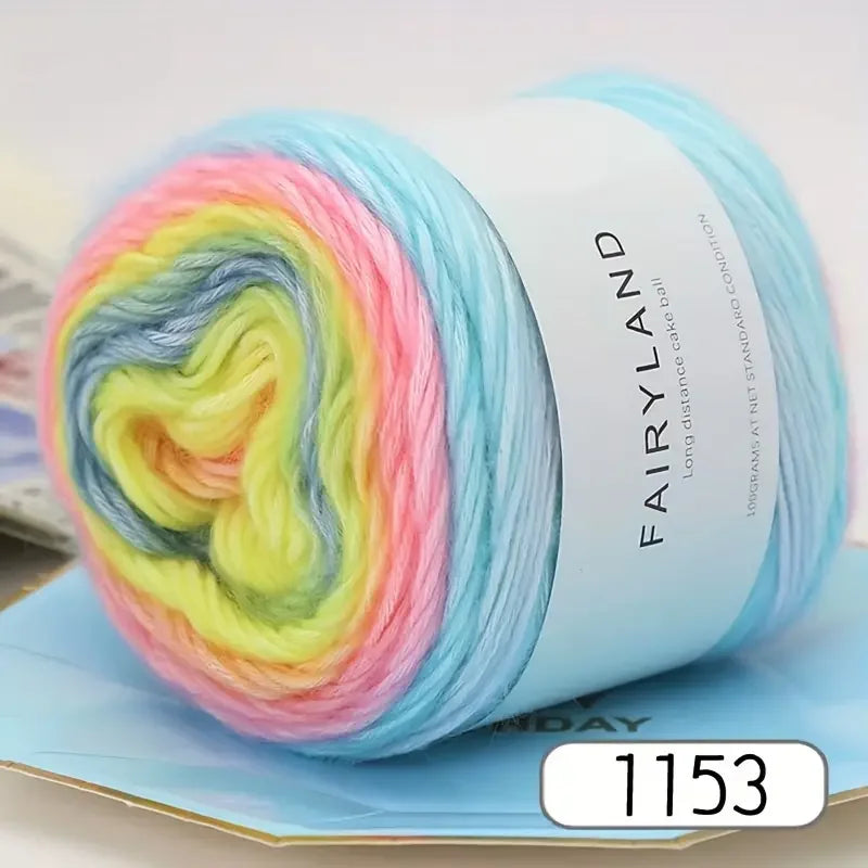 2-Pack Gradient Rainbow Cake Yarn | Soft Polyester Crochet Yarn Craft Knitting Yarn QXL