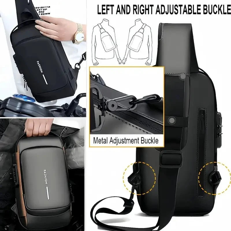 Men's Anti-Theft Chest Bag | PU Crossbody Sling Pack Crossbody Chest Bag QXL