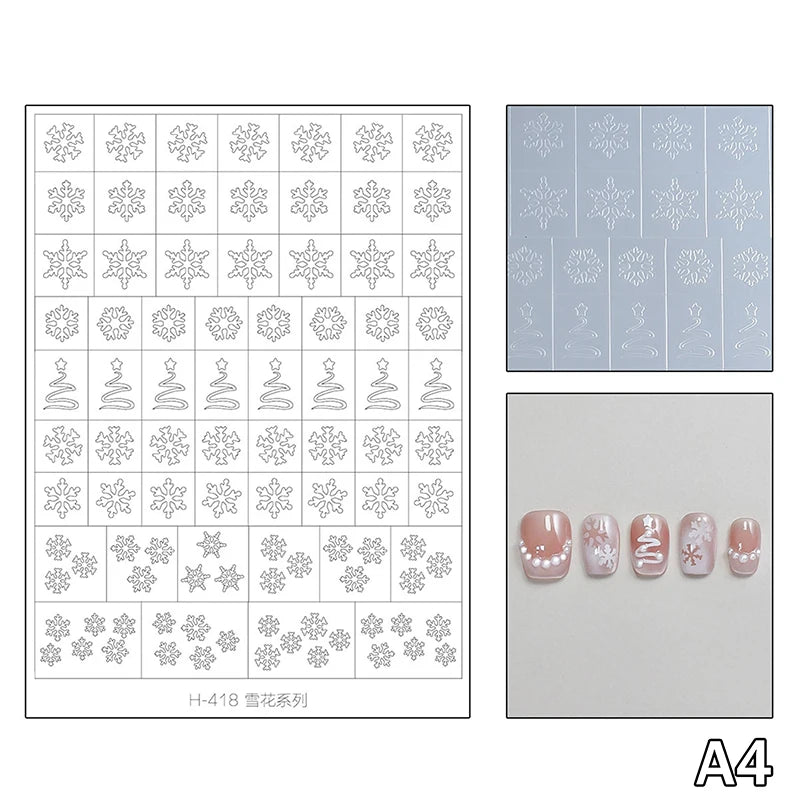 Christmas Hollow Nail Stencils | Snowflake & Tree Airbrush Tips Nail Art Stencils QXL A4