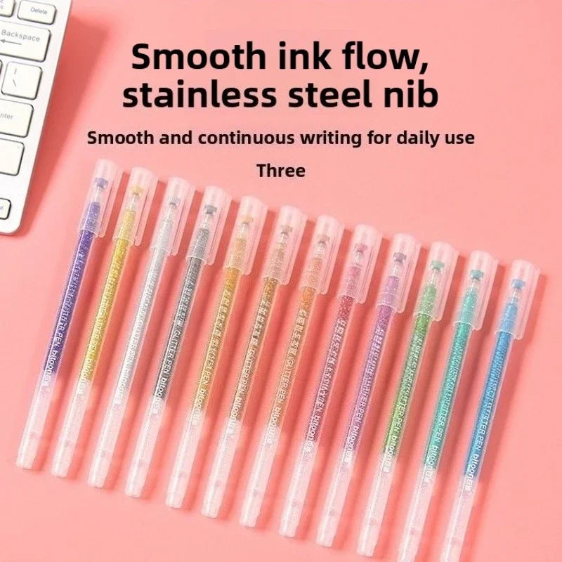 12-Color Glitter Gel Pens | Metallic & Fluorescent Set Glitter Gel Pen Set QXL