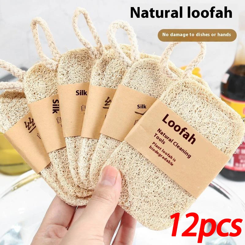 Natural Luffa Dish Scrub Pads 6/12 Pack | Eco Kitchen Scrubber Kitchen Scrub Pad QXL 12pcs