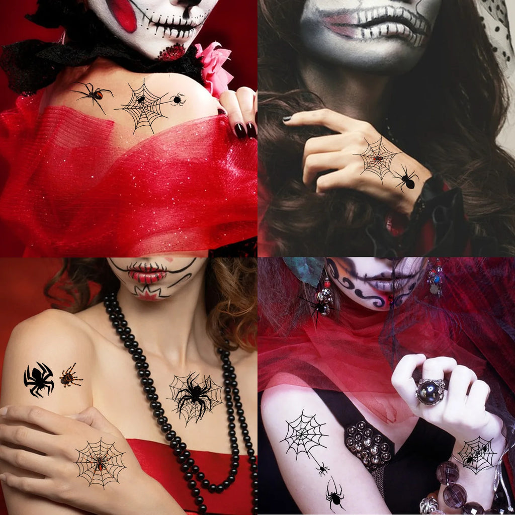 Halloween Temporary Tattoo Stickers – Spider Web & Wound FX Temporary Tattoo Stickers QXL