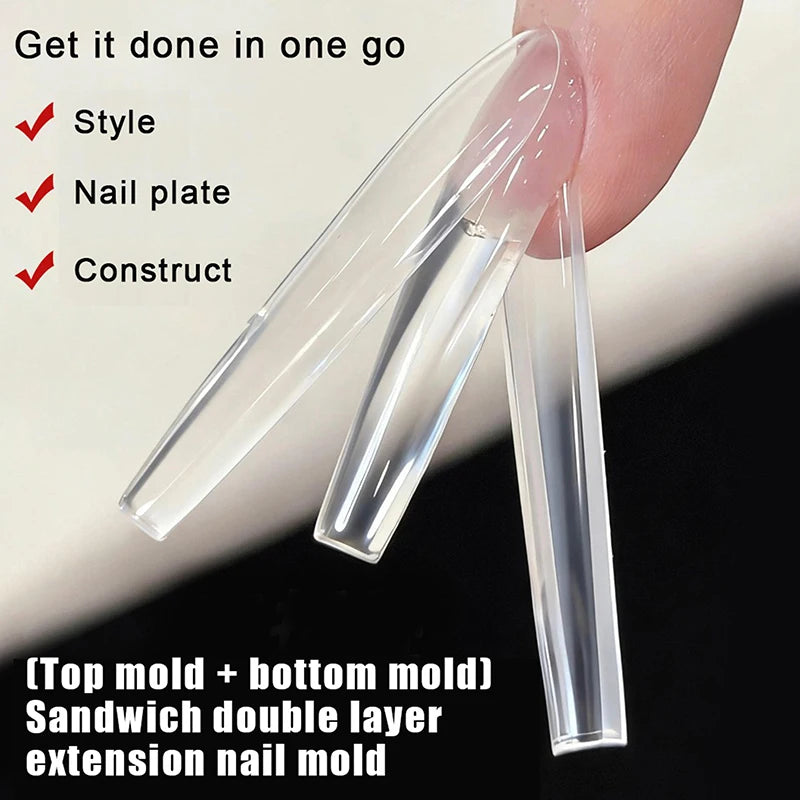240-Pc Sandwich Dual Nail Forms | 15 Sizes Coffin & Almond Dual Nail Forms QXL