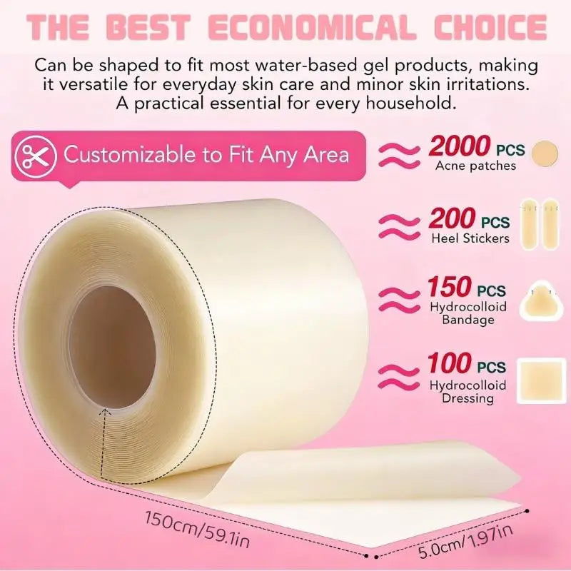 Hydrocolloid Dressing Roll 5cm x 150cm | Cut-to-Size Patches Hydrocolloid Dressing Roll QXL