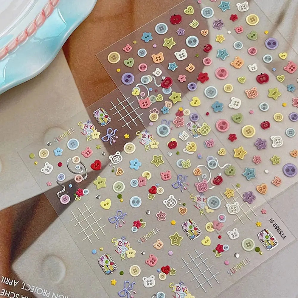 Kawaii 3D Nail Art Stickers | Cute Cartoon Self-Adhesive Decals Nail Art Stickers QXL
