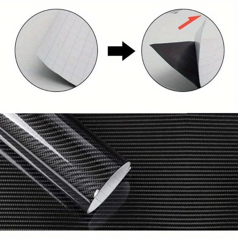 6D Gloss Carbon Fiber Vinyl Wrap Roll | Bubble-Free DIY Kit Car Vinyl Wrap Film QXL