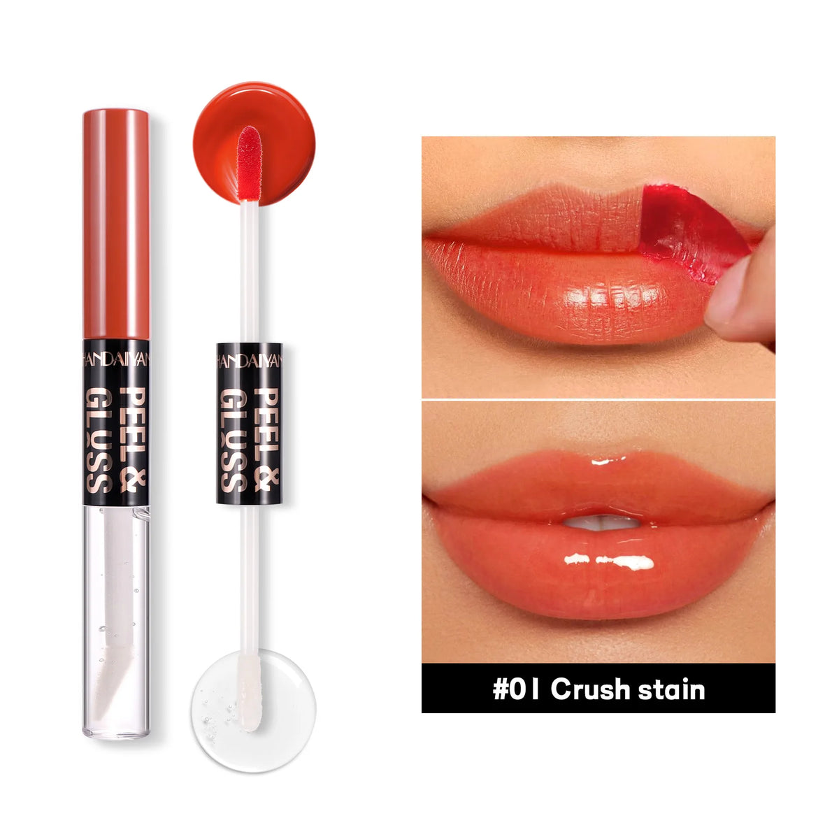 HANDAIYAN 2-in-1 Peel-Off Matte Lip Stain & Mirror Lip Oil Peel-Off Lip Stain QXL 01 Crush stain 7.8ML