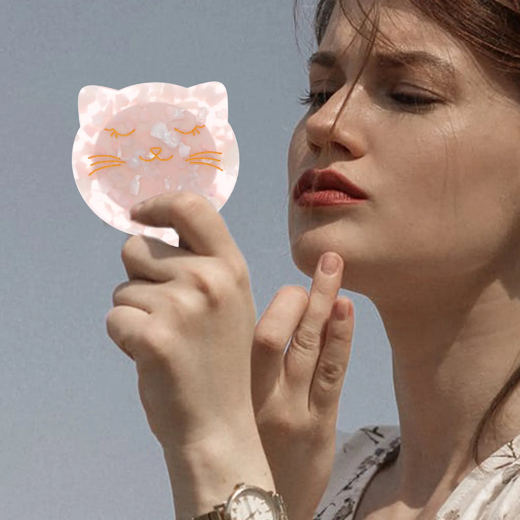 Marble Pattern Handheld Vanity Mirror | Retro Portable Travel Handheld Vanity Mirror QXL