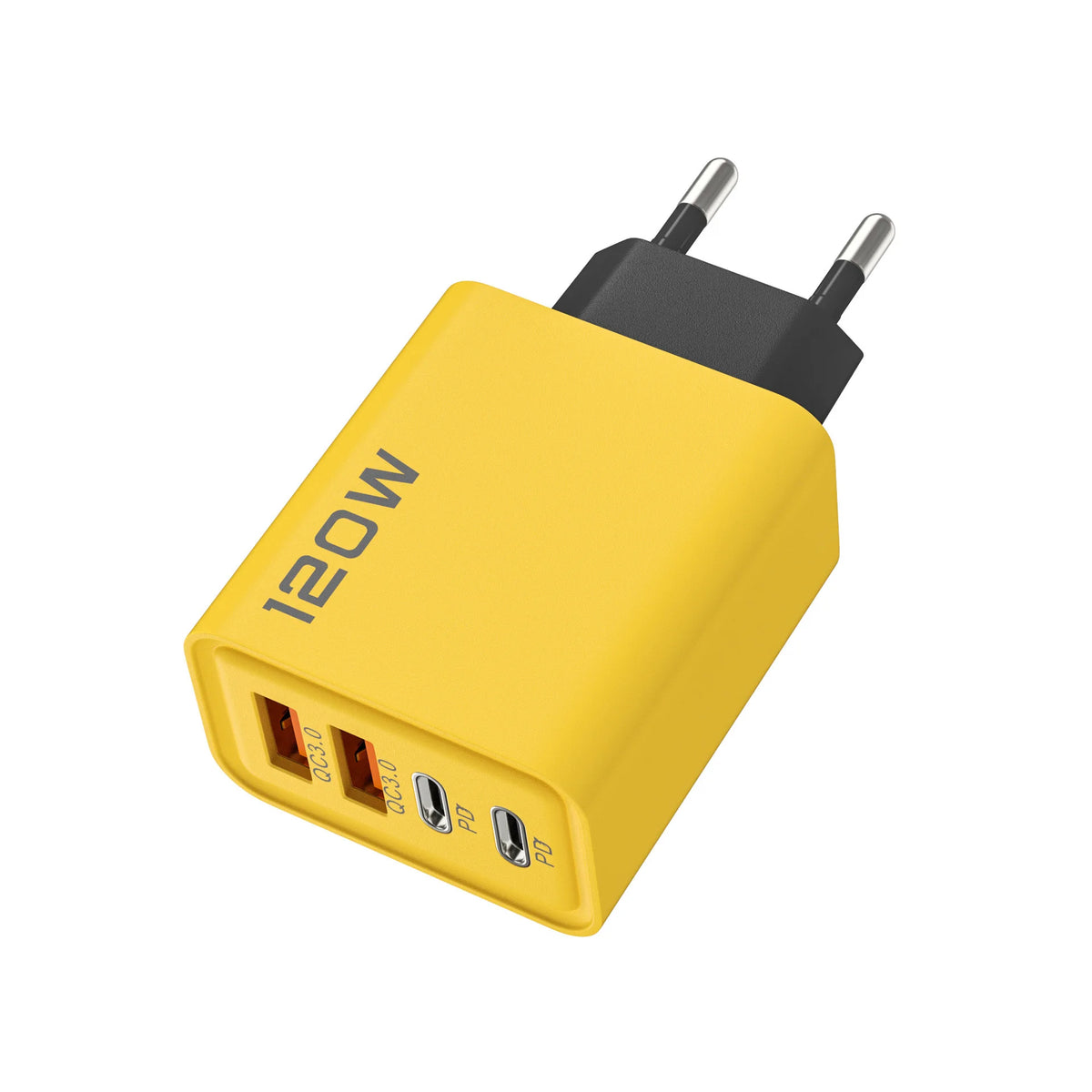 120W 4-Port USB-C Fast Charger Wall Adapter | EU US UK Plug USB-C Wall Charger QXL Yellow EU Plug 100-240V