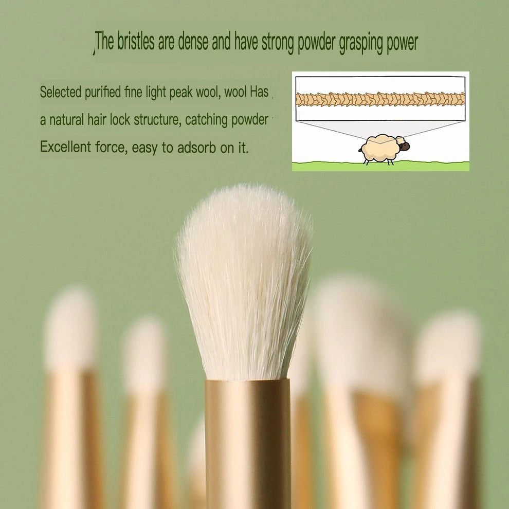 8-Piece Goat Hair Eye Makeup Brush Set | Soft Blending Brushes Eye Makeup Brush Set QXL
