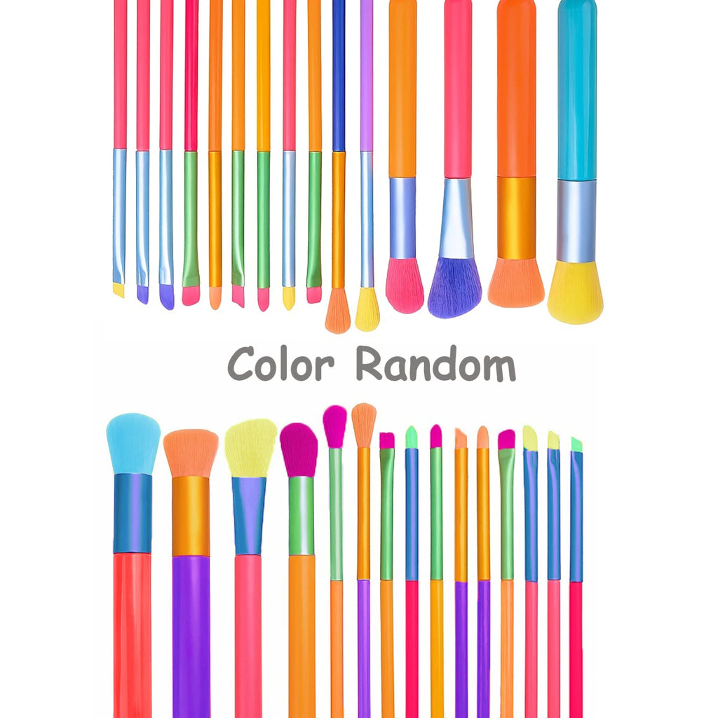 15-Pc Rainbow Makeup Brush Set | Foundation, Powder & Eyeshadow Makeup Brush Set QXL