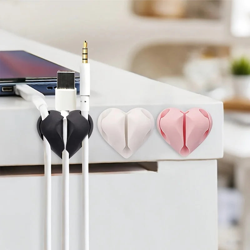 4-Pack Heart-Shaped Cable Organizer | Self-Adhesive Wire Holder Cable Organizer QXL