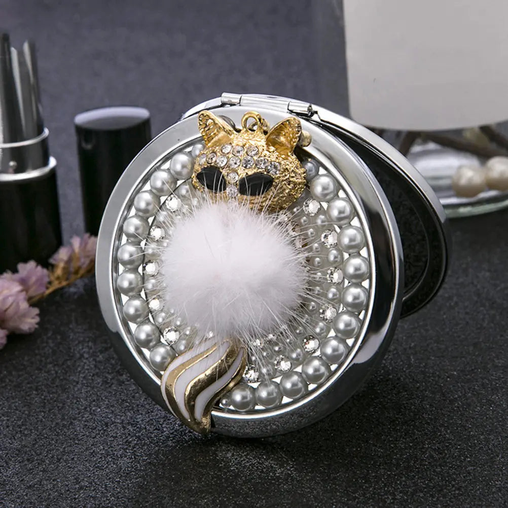 Fox Double-Sided Compact Makeup Mirror | Portable Travel Compact Makeup Mirror QXL
