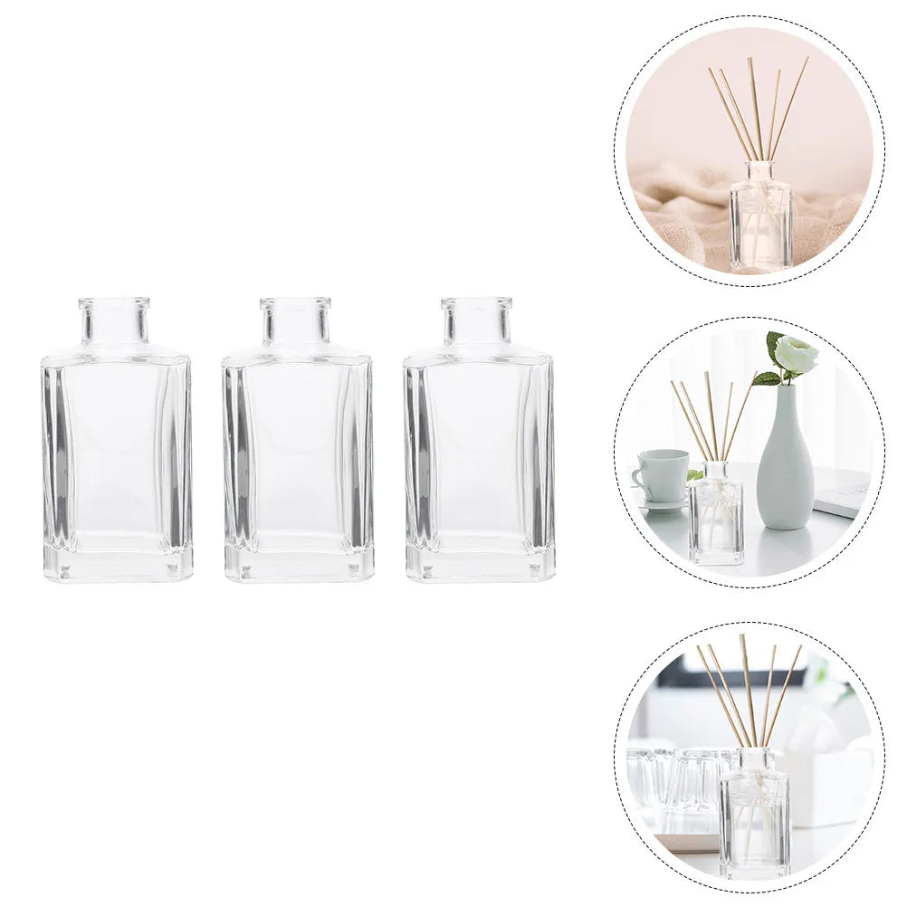 3-Pack Glass Reed Diffuser Bottles | Elegant Aroma Containers Glass Diffuser Bottles QXL