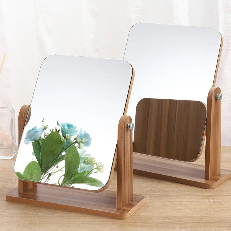 360° Rotating Makeup Mirror with Wood Stand | Vanity Mirror Vanity Makeup Mirror QXL