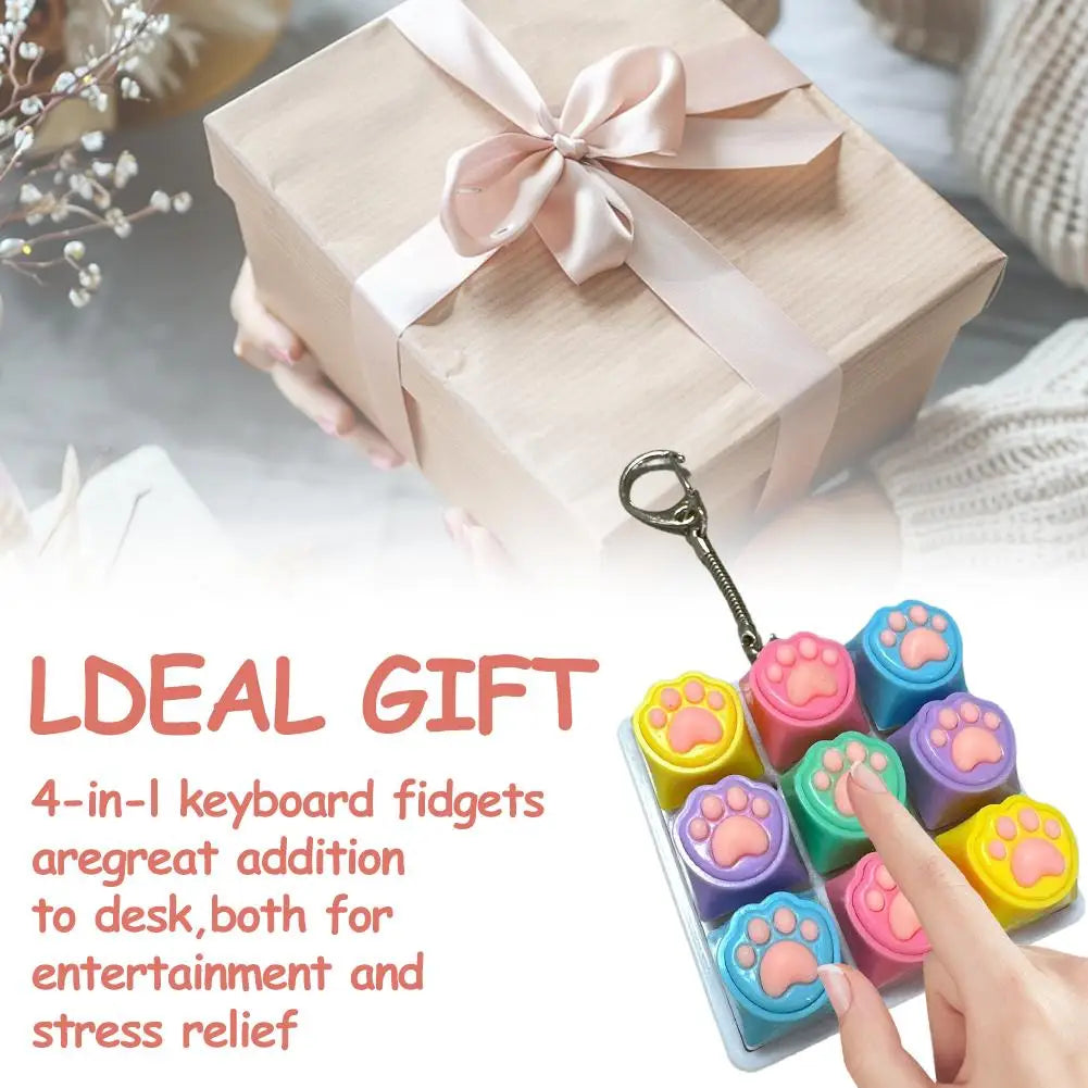 9-Key Mechanical Keyboard Fidget Clicker Keychain Toy Fidget Clicker Toy QXL