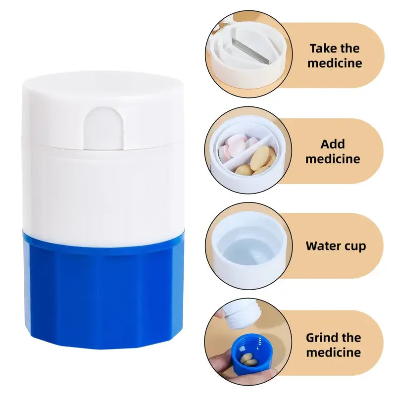 4-in-1 Pill Cutter & Grinder Set with Storage Box | Travel Pill Cutter & Grinder QXL