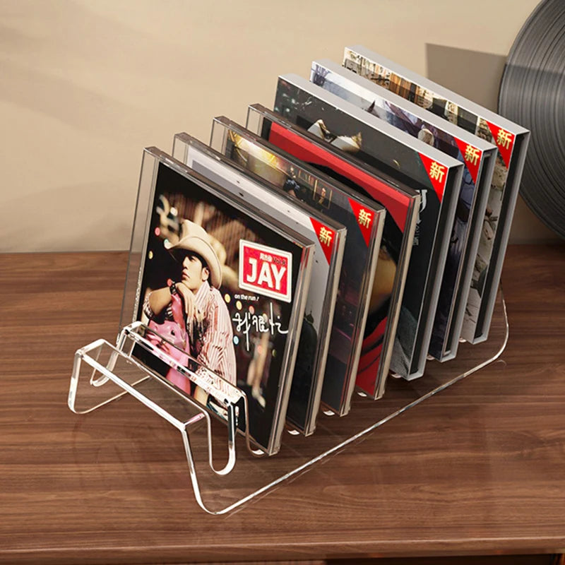 Transparent CD Vinyl Record Display Rack | Countertop Organizer Media Display Rack QXL