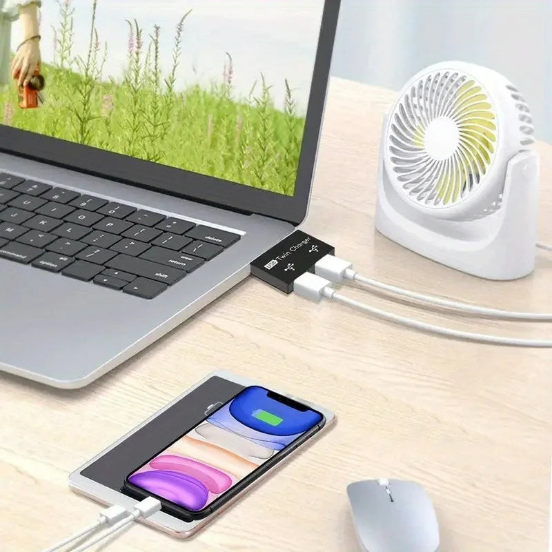 Mini USB 2.0 Hub Splitter – 1 to 2 Port Adapter for PC & Laptop USB Hub Splitter QXL