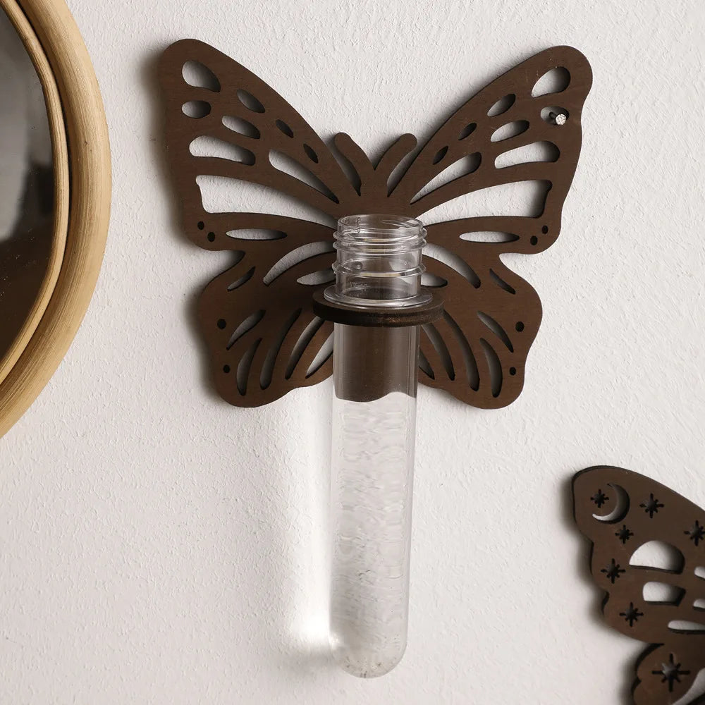 Butterfly Wall-Mounted Glass Vase & Aromatherapy Holder Wall Vase Decor QXL