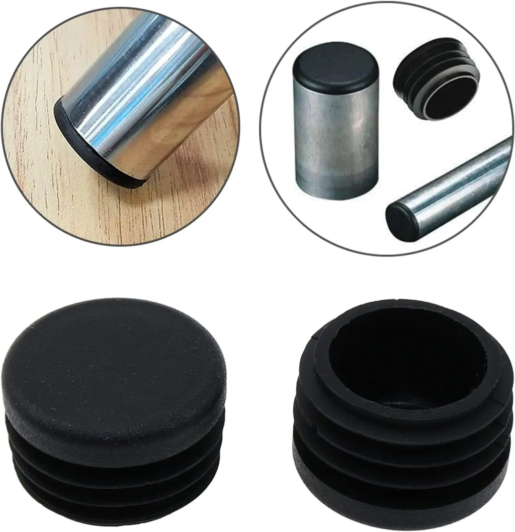 8-Pack Black Round Plastic Tube End Caps | Pipe Plugs 10–60mm Tube End Caps QXL