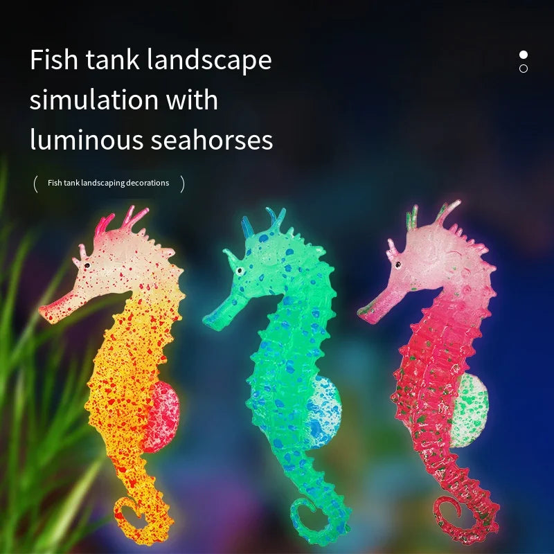 Glow in the Dark Silicone Seahorse Aquarium Decoration Aquarium Ornament QXL