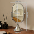 Retro Wrought Iron Standing Vanity Mirror | Minimalist Desk Standing Vanity Mirror QXL Silvery