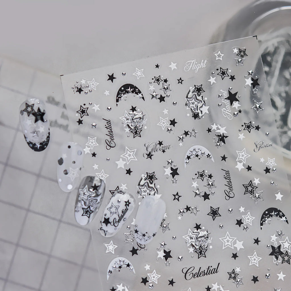 5D Celestial Nail Stickers – Stars, Moon & Galaxy Decals Nail Art Stickers QXL