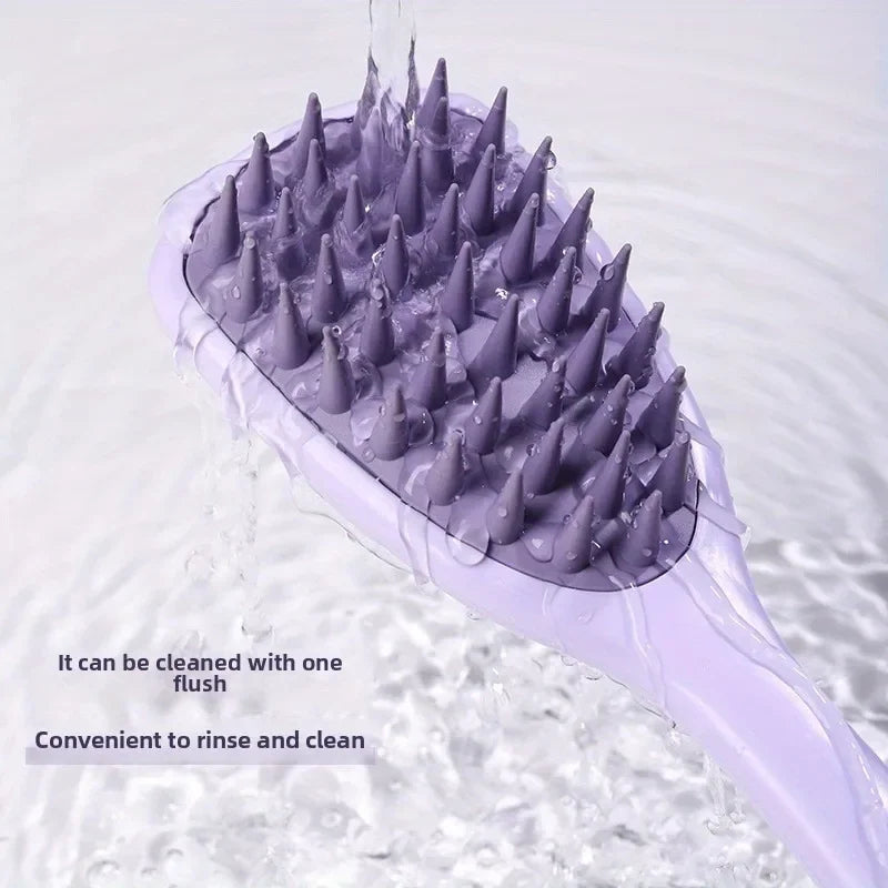 Silicone Shampoo Brush Scalp Massager | Long Handle Comb Scalp Massage Brush QXL