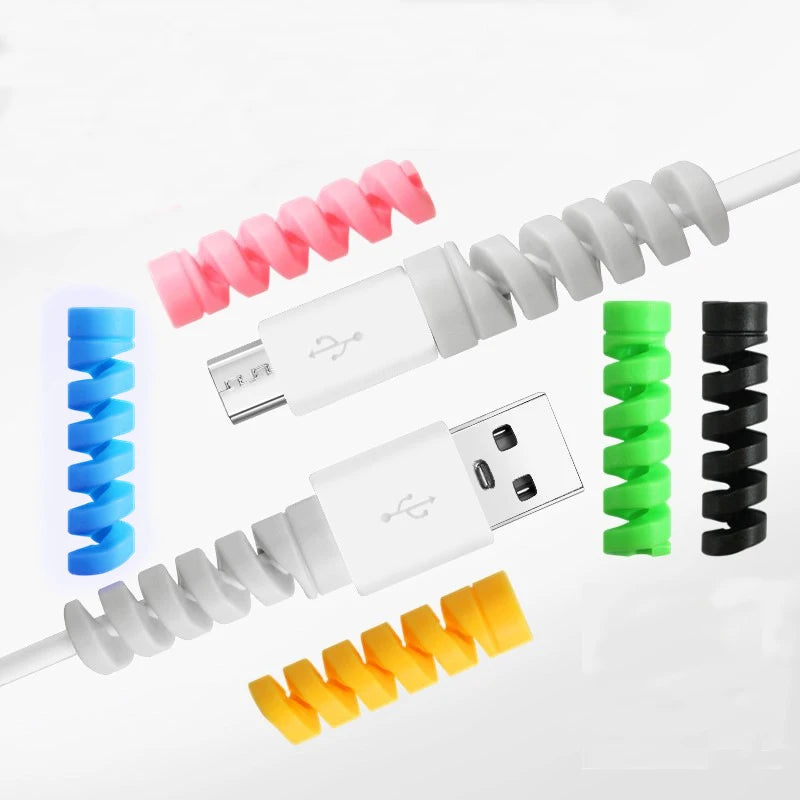 USB Cable Protector & Wire Organizer | Cord Sleeve & Ties Cable Management Set QXL