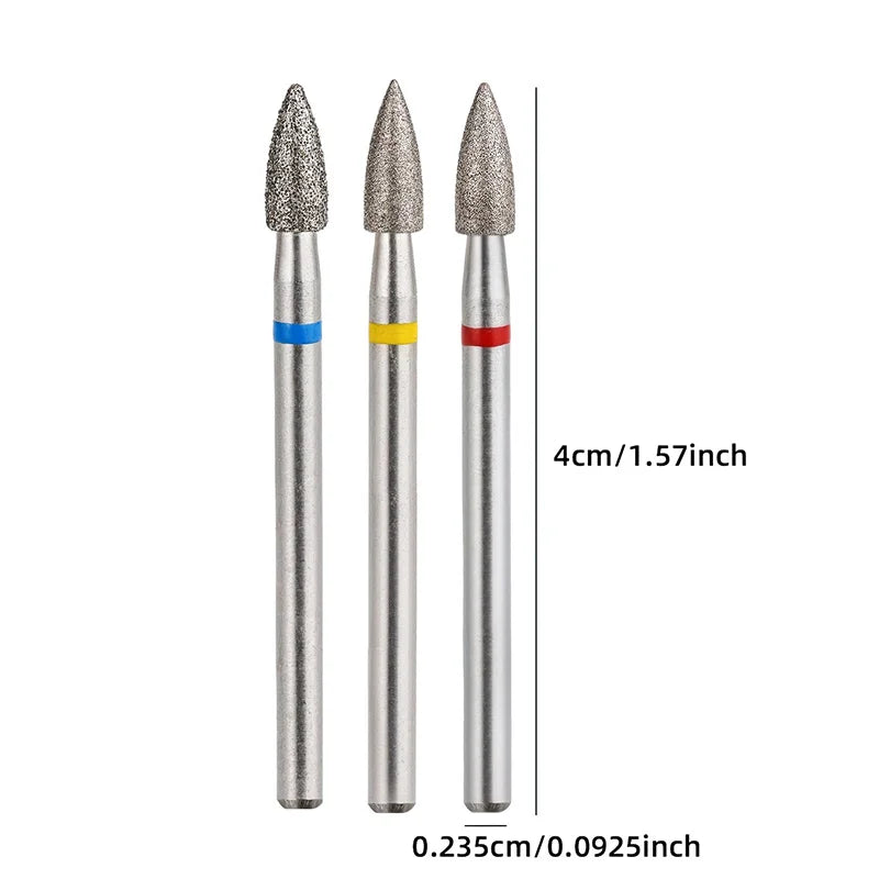FUMOSIK 3-Pack Diamond Nail Drill Bits | Gel Remover Set Nail Drill Bits QXL