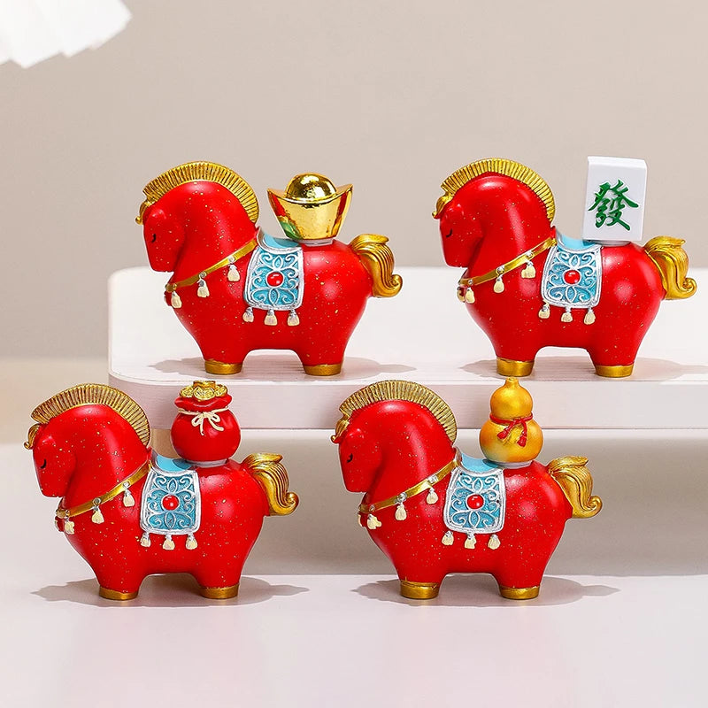 Zodiac Horse Lucky Ingot Figurine | Rotating Resin Home Decor Decorative Figurine QXL